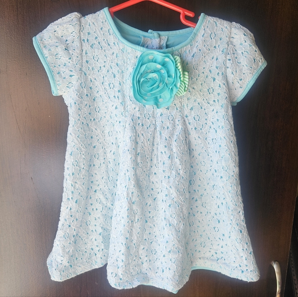 Good Lad Aqua Lace Dress with Floral Detail